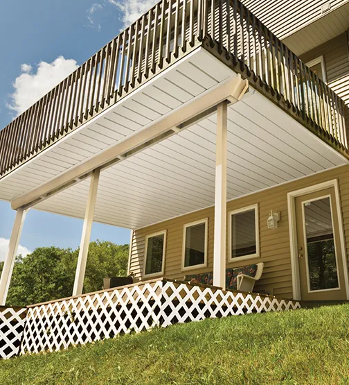 A reliable underdeck drainage system provides a dry, usable space beneath a deck